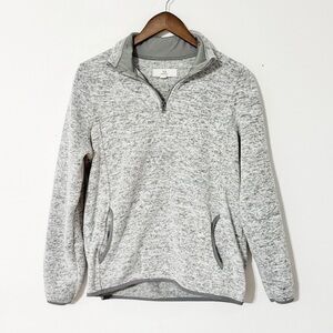 Thread & Supply Heather Gray Fleece-Lined Quarter Zip Pullover large